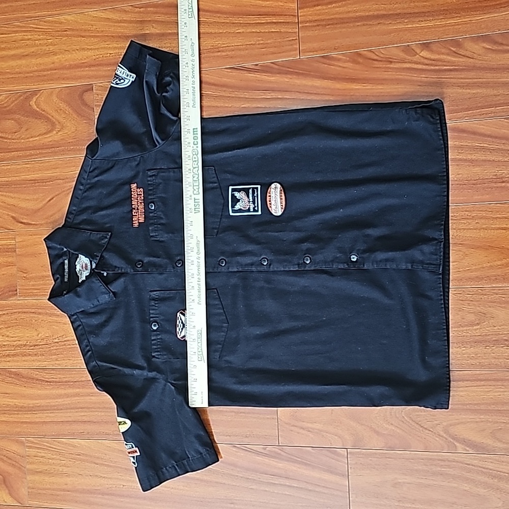 Harley Davidson Mens Short Sleeve Mechanic Button Down Shirt Black Sz M EUC - Picture 7 of 10